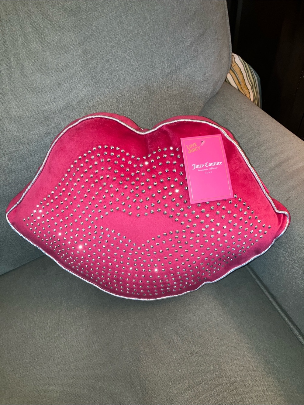 💋Juicy Couture BLING pillow viral Juicy lips pillow hot pink throw pillow NWT